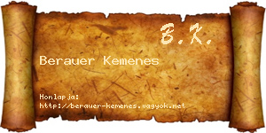 Berauer Kemenes névjegykártya